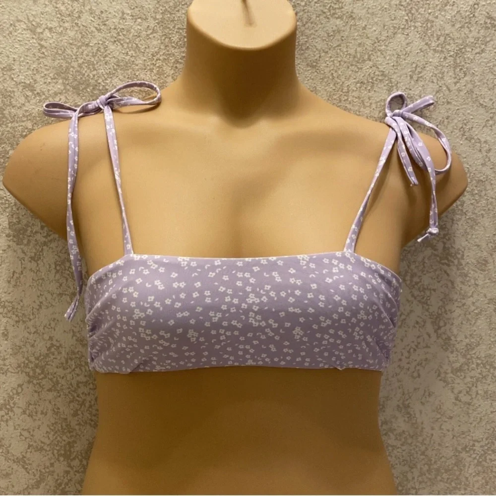 SHEIN Lavender Floral Tie-Strap Top